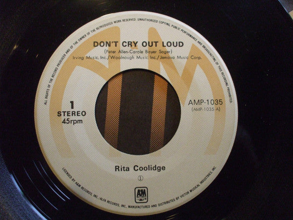 Rita Coolidge : Don't Cry Out Loud (7", Single)