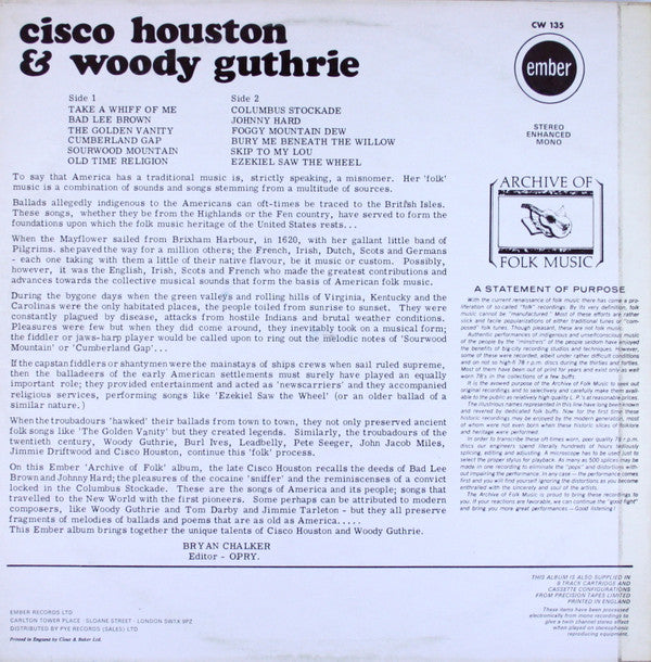 Cisco Houston, Woody Guthrie : Cisco Houston & Woody Guthrie (LP, Album)