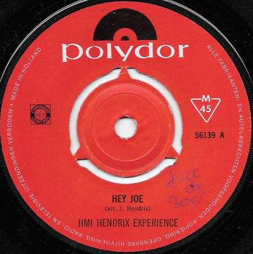 The Jimi Hendrix Experience : Hey Joe (7", Mono)