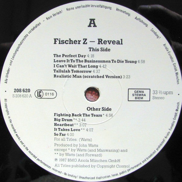 Fischer-Z : Reveal (LP, Album)