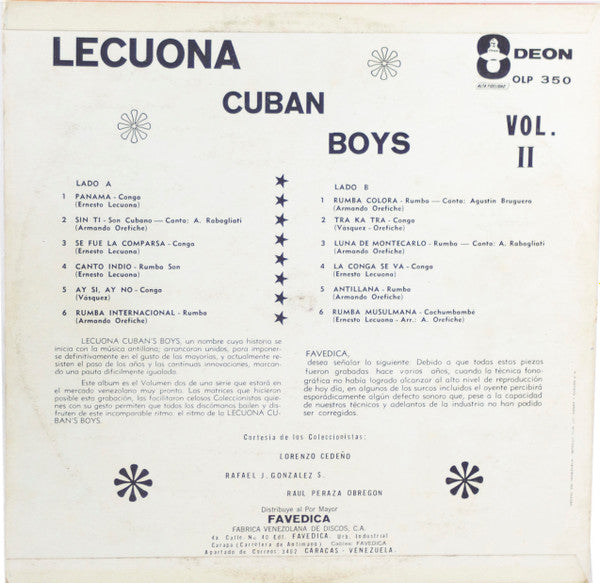 Lecuona Cuban Boys : Lecuona Cuban Boys Vol. II (LP, Album)