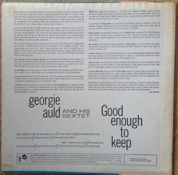 Georgie Auld And His Sextet : Good Enough To Keep (LP, Album, Mono)