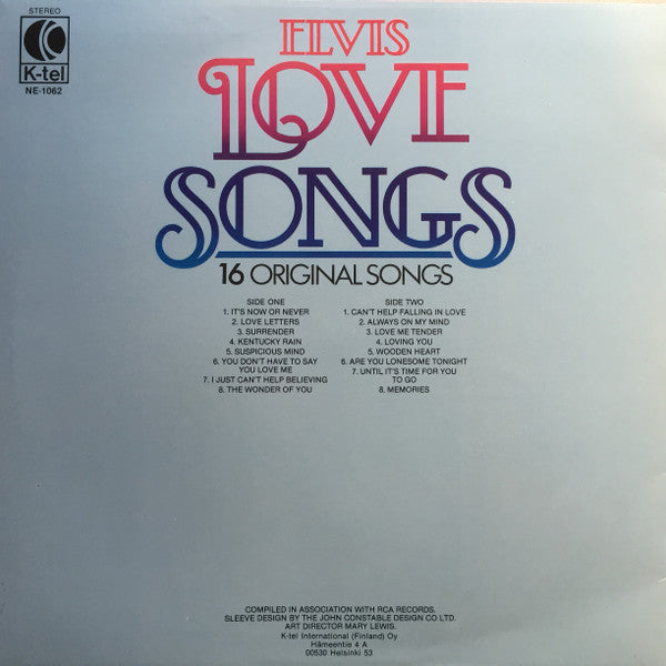 Elvis Presley : Elvis Love Songs (16 Original Songs) (LP, Comp)