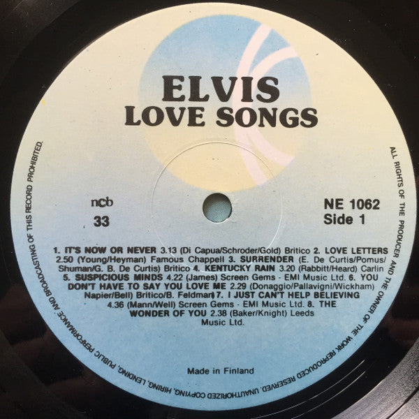 Elvis Presley : Elvis Love Songs (16 Original Songs) (LP, Comp)