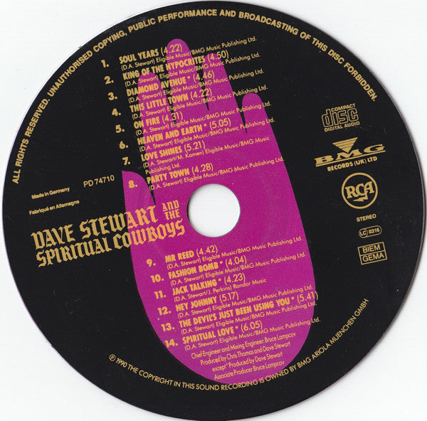 Dave Stewart And The Spiritual Cowboys : Dave Stewart And The Spiritual Cowboys (CD, Album)