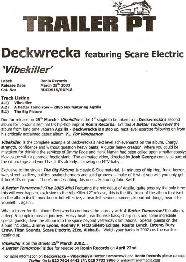 Deckwrecka Feat: Scare Electric* : Vibekiller! (12")