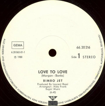 Bimbo Jet : Love To Love (12")