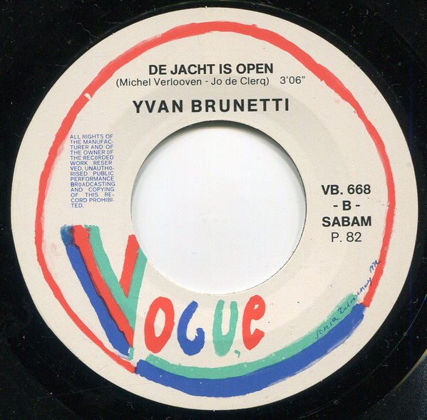 Yvan Brunetti : Zonder Jou (7")