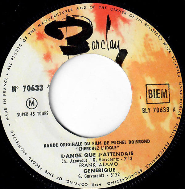 Frank Alamo - Eddy Mitchell : Bande Originale Du Film Cherchez L'Idole (7", EP)