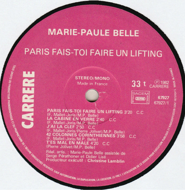 Marie-Paule Belle : Paris Fais-toi Faire Un Lifting (LP, Album)