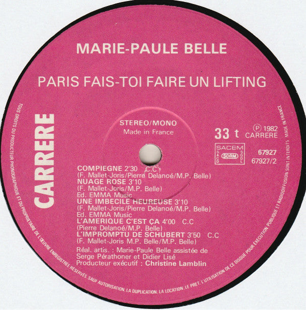 Marie-Paule Belle : Paris Fais-toi Faire Un Lifting (LP, Album)