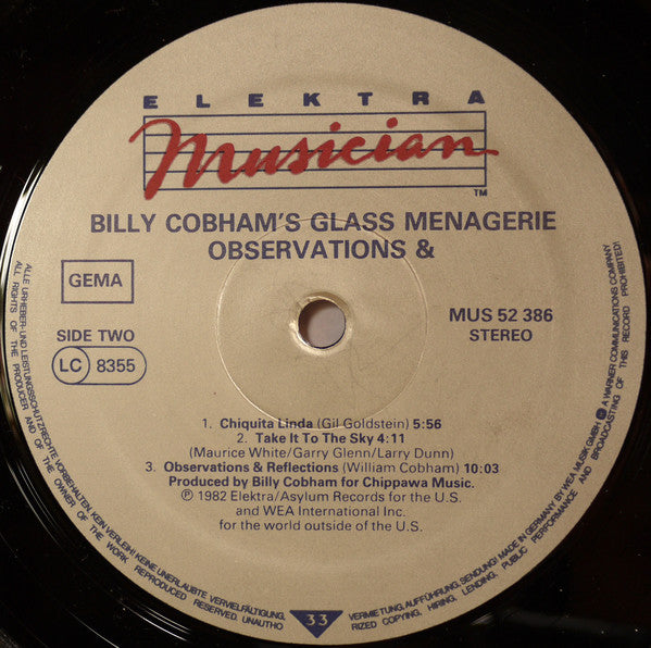 Billy Cobham's Glass Menagerie : Observations & (LP, Album)