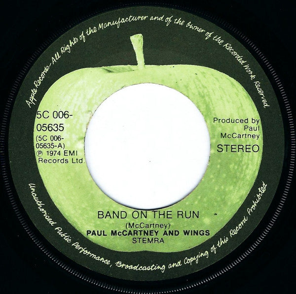 Wings (2) : Band On The Run (7", Single)