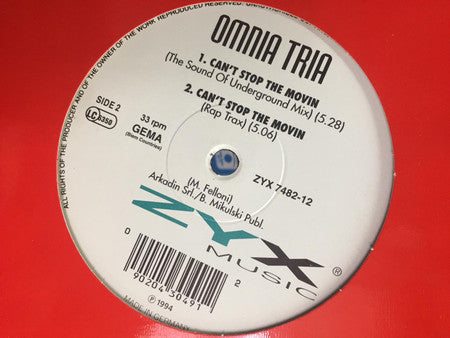 Omnia Tria : Can't Stop The Movin (12")