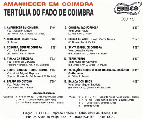 Tertúlia Do Fado De Coimbra : Amanhecer Em Coimbra (CD, Album)