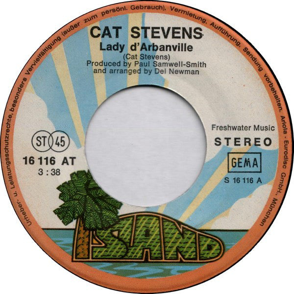 Cat Stevens : Lady D'Arbanville (7", Single, RE)