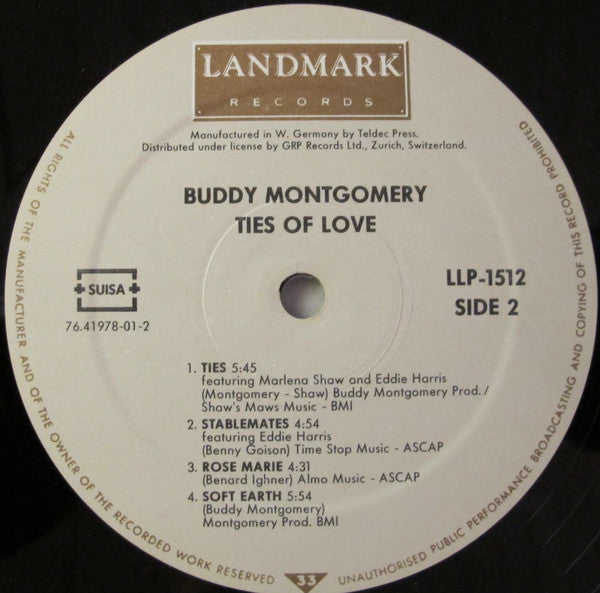 Buddy Montgomery : Ties Of Love (LP, Album)