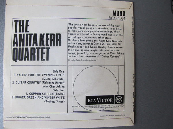 The Anita Kerr Quartet : Waitin' For The Evening Train / Guitar Country / Copper Kettle / Summer Green And Winter White (7", EP, Mono)