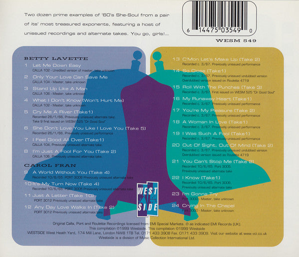 Bettye Lavette & Carol Fran : Bluesoul Belles Vol. 1: The Complete Calla, Port, And Roulette Recordings (CD, Comp)