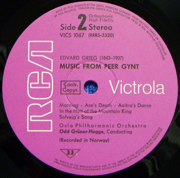 Edvard Grieg — Kjell Bækkelund - Oslo Filharmoniske Orkester, Odd Grüner-Hegge : Piano Concerto  •  Music From Peer Gynt (LP)
