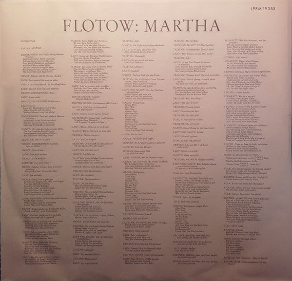 Friedrich von Flotow  /  Erna Berger, Peter Anders (2), Eugen Fuchs, Josef Greindl, Johannes Schüler : Martha (2xLP, Album)