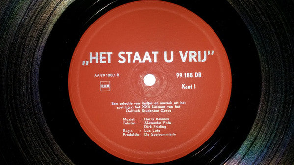 Delftsch Studenten Corps : Het Staat U Vrij (10")