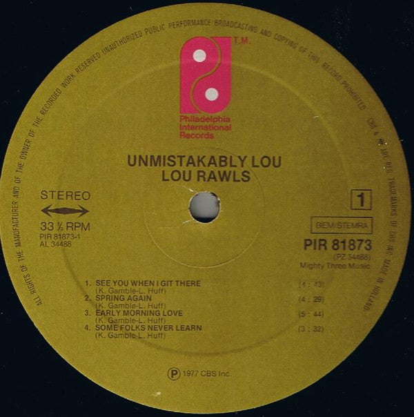 Lou Rawls : Unmistakably Lou (LP, Album)