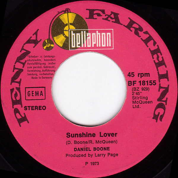Daniel Boone : Sunshine Lover / Sunday Morning Coming (7", Single)