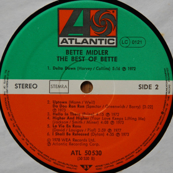 Bette Midler : The Best Of Bette (LP, Comp)