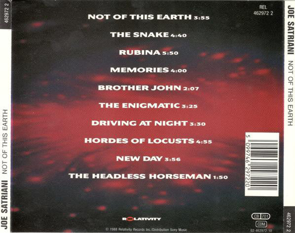Joe Satriani : Not Of This Earth (CD, Album, RE)