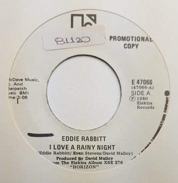 Eddie Rabbitt : I Love A Rainy Night (7", Single, Promo)