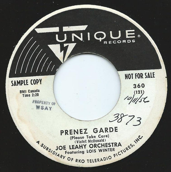 Joe Leahy Orchestra : Prenez Garde (7", Single, Promo)