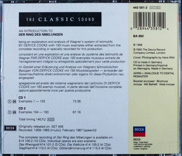Wiener Philharmoniker, Georg Solti, Deryck Cooke : An Introduction To Der Ring Des Nibelungen (2xCD, Album, RE, RM)