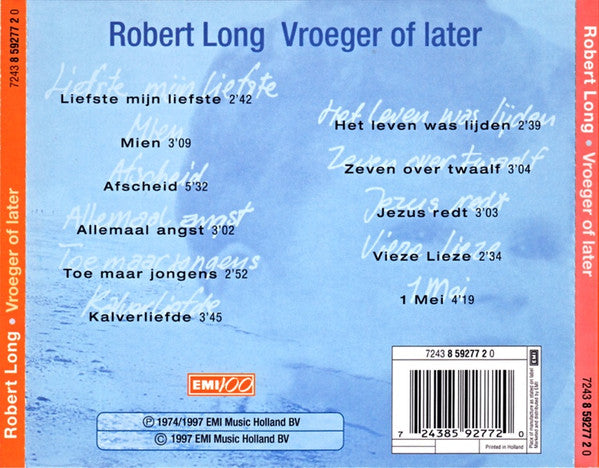 Robert Long : Vroeger Of Later (CD, Album, RE, RM)
