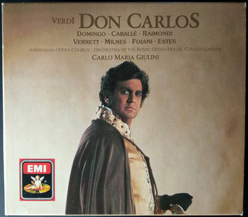 Giuseppe Verdi - Placido Domingo · Montserrat Caballé · Ruggero Raimondi · Shirley Verrett · Sherrill Milnes · Giovanni Foiani · Simon Estes · The Ambrosian Opera Chorus · Orchestra Of The Royal Opera House, Covent Garden · Carlo Maria Giulini : Don Carlos (3xCD, Album, RE, RM + Box, Sli)