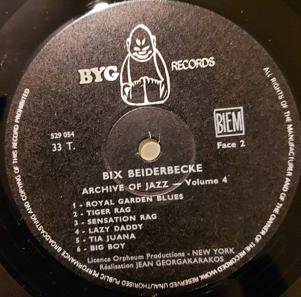 Bix Beiderbecke : Archive Of Jazz Volume 4 - Bix Beiderbecke (LP, Comp, RE)