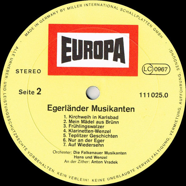 Die Falkenauer Musikanten, Hans Und Wenzel : Egerländer Musikanten (LP, Mono)