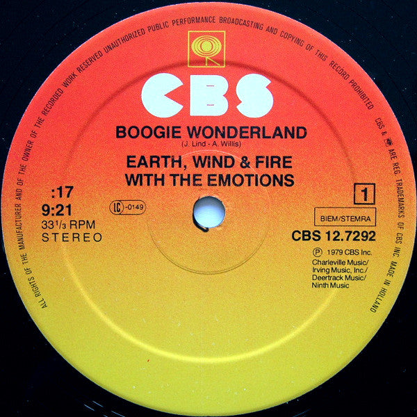 Earth Wind & Fire* With The Emotions : Boogie Wonderland (12", Single)