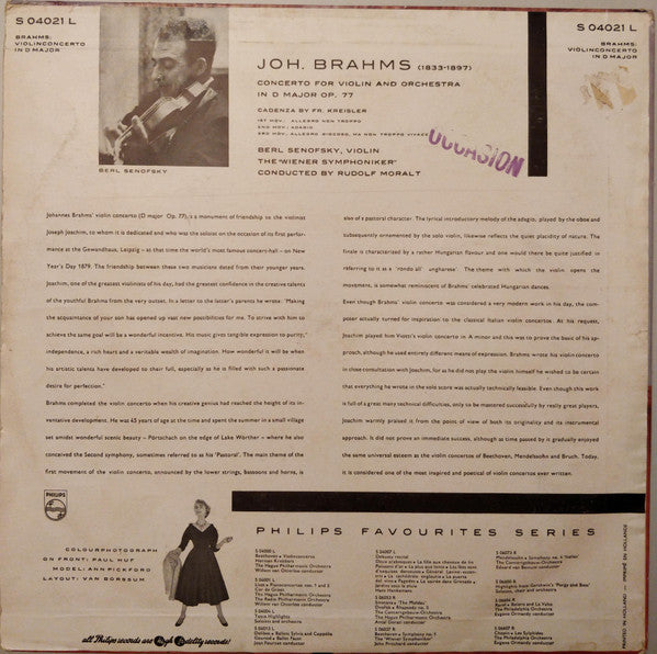 Brahms*, Berl Senofsky, Rudolf Moralt : Violinconcerto (LP, Mono)