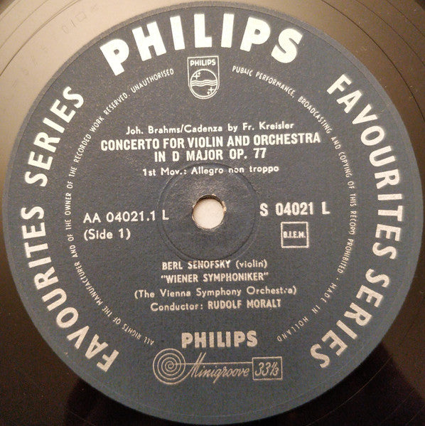 Brahms*, Berl Senofsky, Rudolf Moralt : Violinconcerto (LP, Mono)