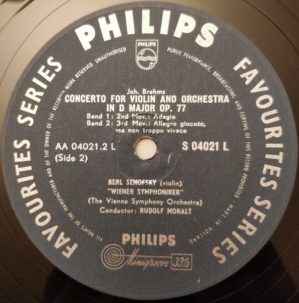 Brahms*, Berl Senofsky, Rudolf Moralt : Violinconcerto (LP, Mono)