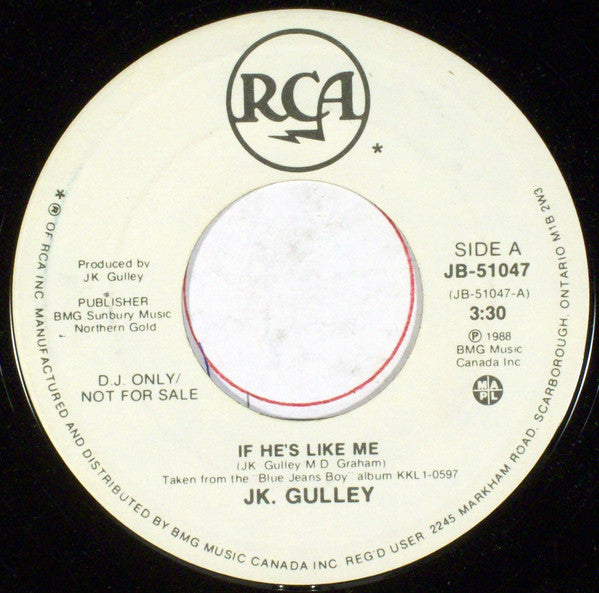 J.K. Gulley : If He's Like Me / Coming Out Of Those Eyes (7", Single, Promo)