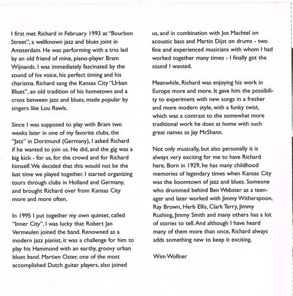 Richard Ross (8) And Wim Wollner's Inner City : Coming From Kansas City (CD)