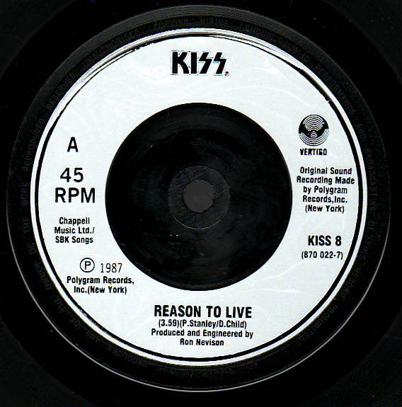 Kiss : Reason To Live (7", Single)