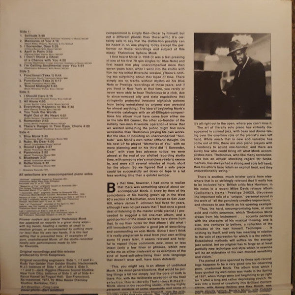 Thelonious Monk : Pure Monk (2xLP, Comp, RE, RM)