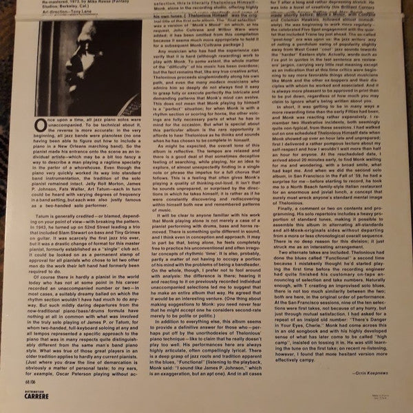 Thelonious Monk : Pure Monk (2xLP, Comp, RE, RM)