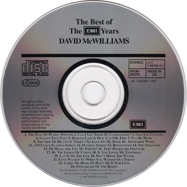 David McWilliams : The Best Of The EMI Years (The Days Of Pearly Spencer) (CD, Comp, RM)