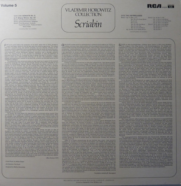 Alexander Scriabine, Vladimir Horowitz : Scriabin (LP, Mono)