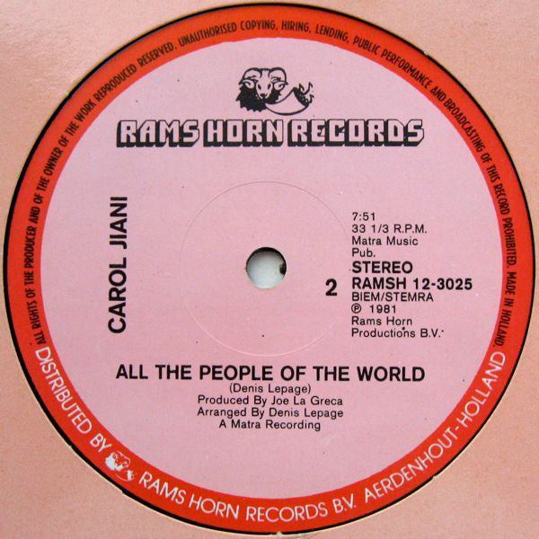 Carol Jiani : Hit 'n Run Lover (Special Disco Re-Mix) (12", Single)