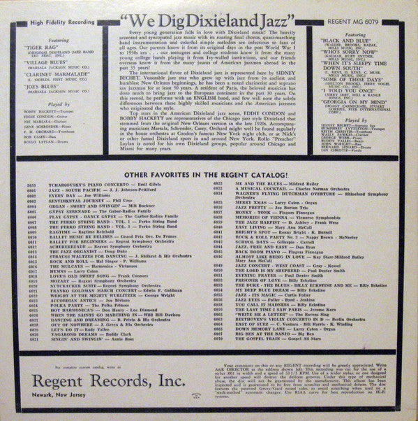 Bobby Hackett, Sidney Bechet, Eddie Condon, Joe Marsala : We Dig Dixieland Jazz (LP, Comp, Mono)
